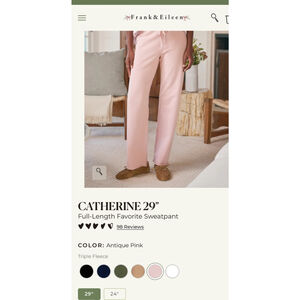 New Frank & Eileen Antique Pink Catherine 29" Long M Triple Fleece Pants